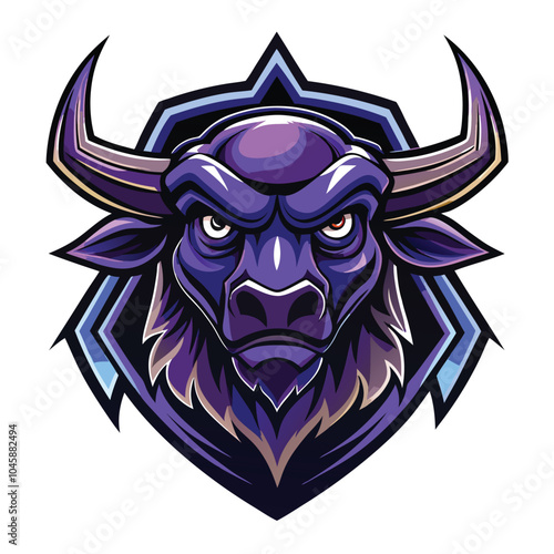 Purple Bull Mascot Logo Design Illustration