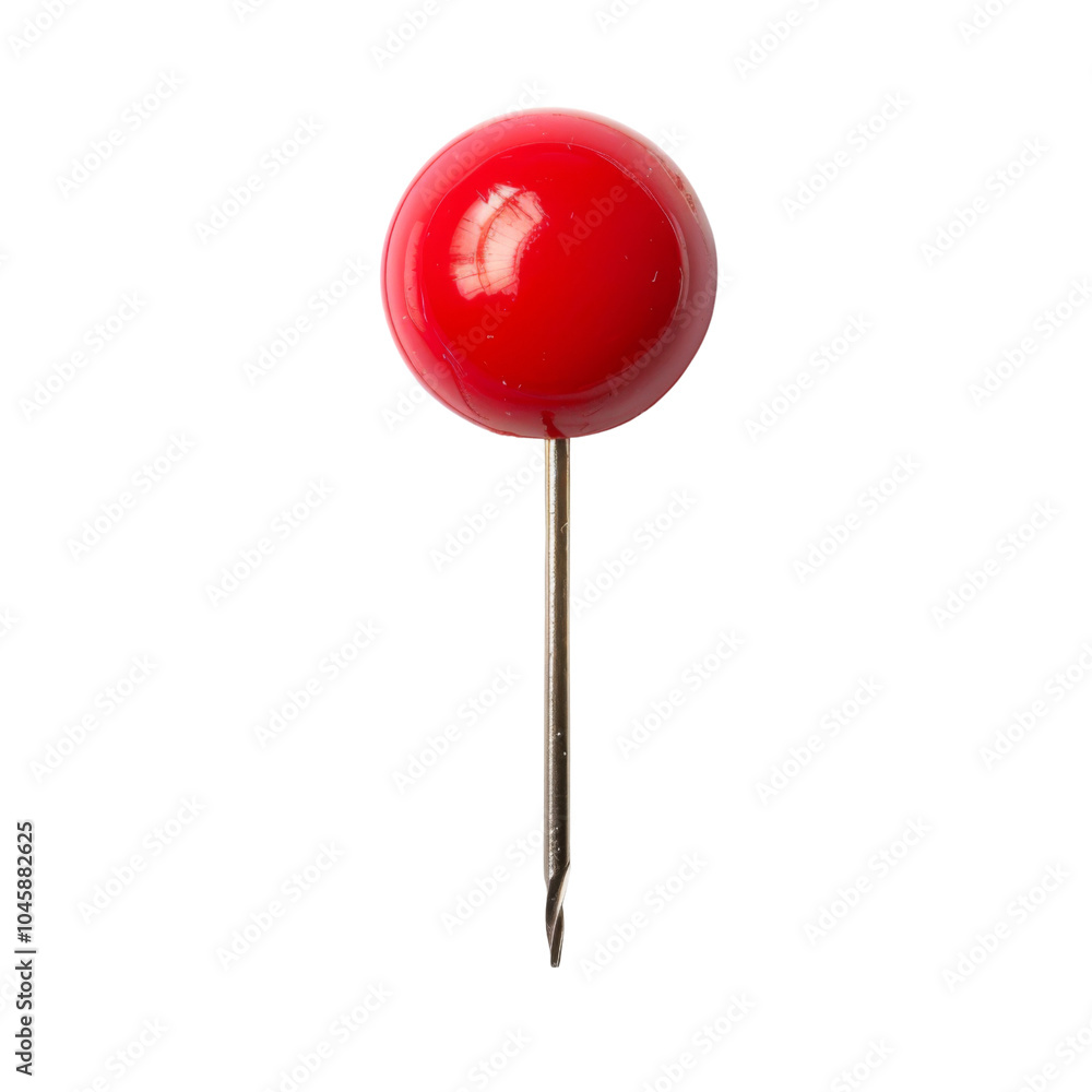 Red pin, push pin isolated on transparent or white background Red pin, push pin isolated on transparent or white background