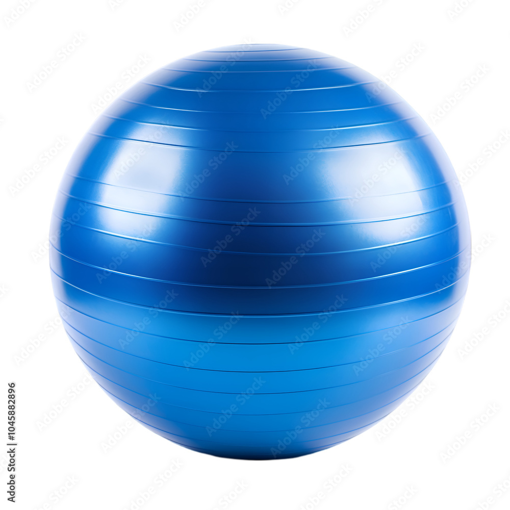 Modern blue exercise ball isolated on a transparent background, showcasing its durable construction and versatile design for fitness and sports equipment displays. Modern blue exercise ball isolated on a transparent background, showcasing its durable construction and versatile design for fitness and sports equipment displays.