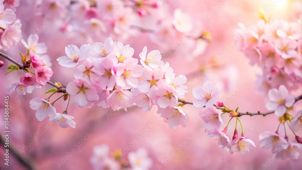 Soft focus aerial view of pastel pink cherry blossom art Soft focus aerial view of pastel pink cherry blossom art
