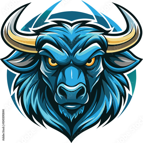 Fierce Blue Bull Mascot Illustration Design