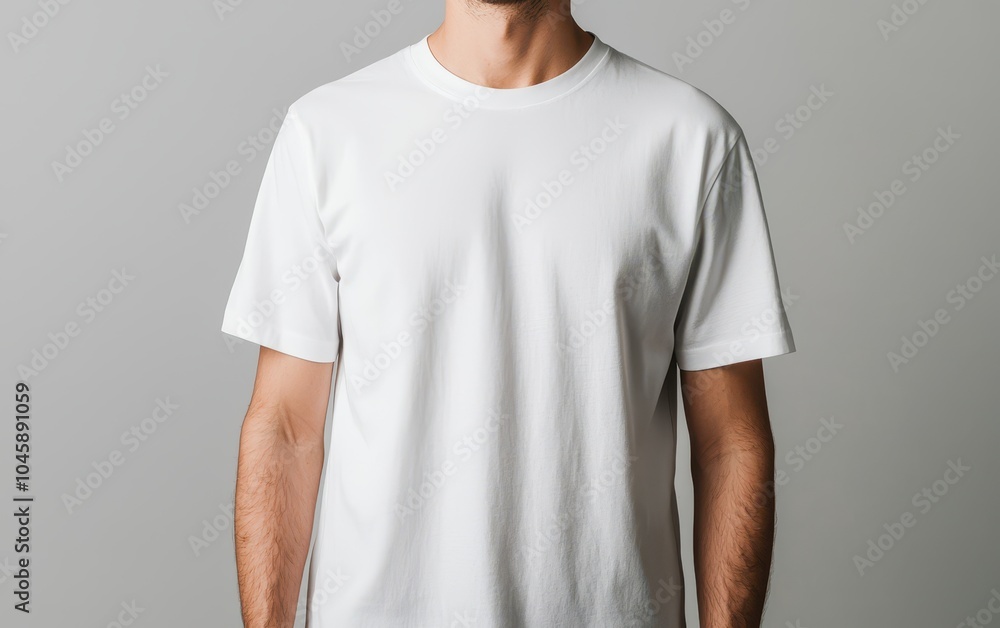 Man in plain white t-shirt on a neutral background. Man in plain white t-shirt on a neutral background.