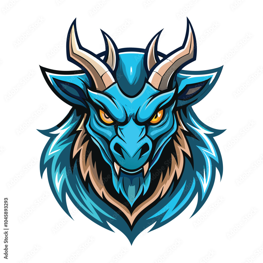 Obraz premium Fierce Blue Dragon Mascot Logo Design