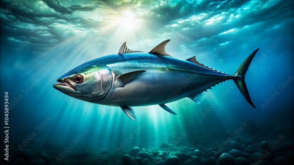Fototapeta premium Vintage Style Photography of Albacore Fish in Natural Habitat