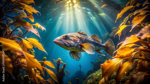 Vintage Style Photography of Crevice Kelpfish in Channel Islands Underwater Habitat photo