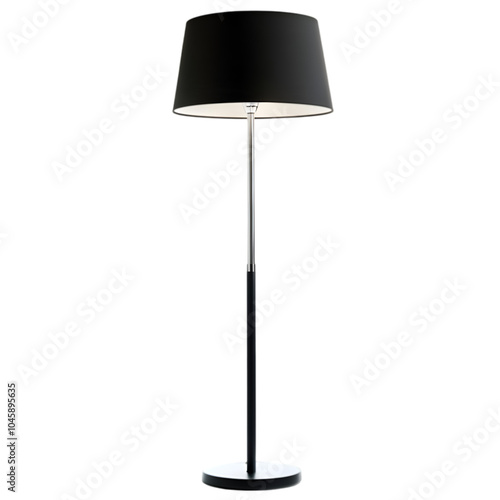 Modern floor lamp with a sleek design, isolated on a transparent background. Ideal for interior design and home decor showcases, highlighting its stylish structure and lighting functionality.