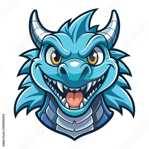 Cartoon Blue Dragon Head Illustration Mascot