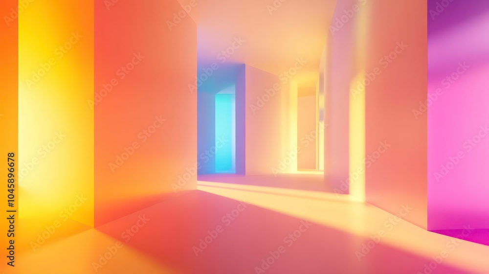 Abstract colorful hallway with soft light and shadows. Abstract colorful hallway with soft light and shadows.