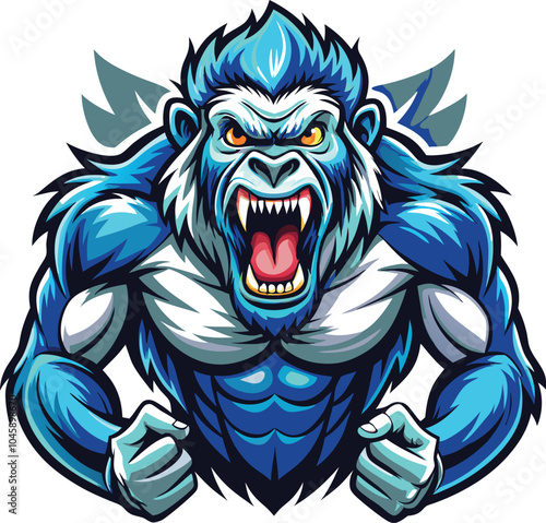 Wallpaper Mural Ferocious Blue Gorilla Mascot Illustration Design Torontodigital.ca