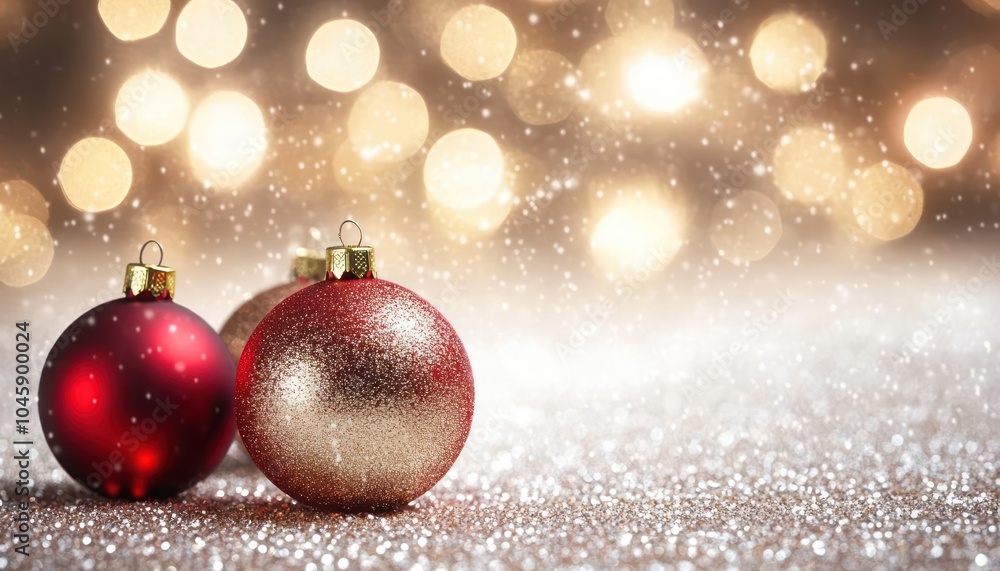 Christmas balls on a winter background with bokeh background. Merry christmas and happy new year concept. High Quality Image Christmas balls on a winter background with bokeh background. Merry christmas and happy new year concept. High Quality Image