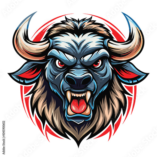 Wallpaper Mural Angry Bull Head Illustration Design Graphic Torontodigital.ca