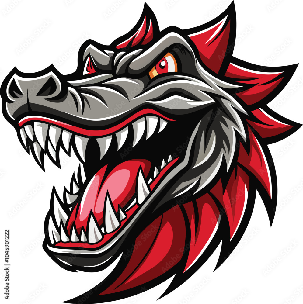 custom made wallpaper toronto digitalFerocious RedCrested Alligator Head Illustration