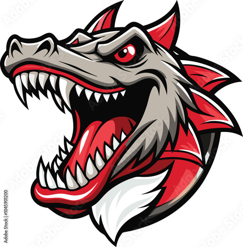 Fierce Dragon Head Mascot Logo Design