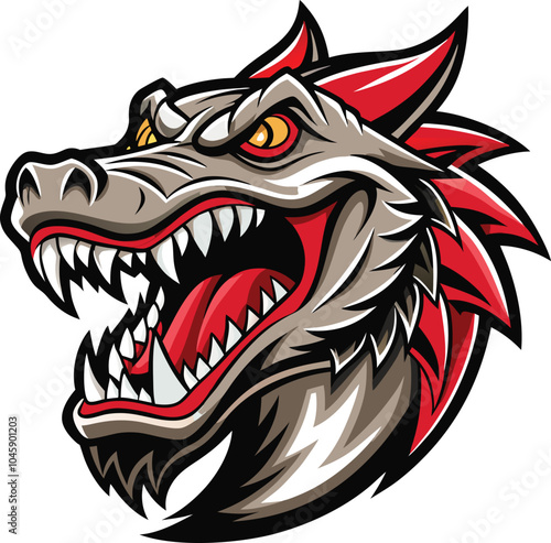 Wallpaper Mural Fierce Dragon Head Roaring with Sharp Teeth Torontodigital.ca