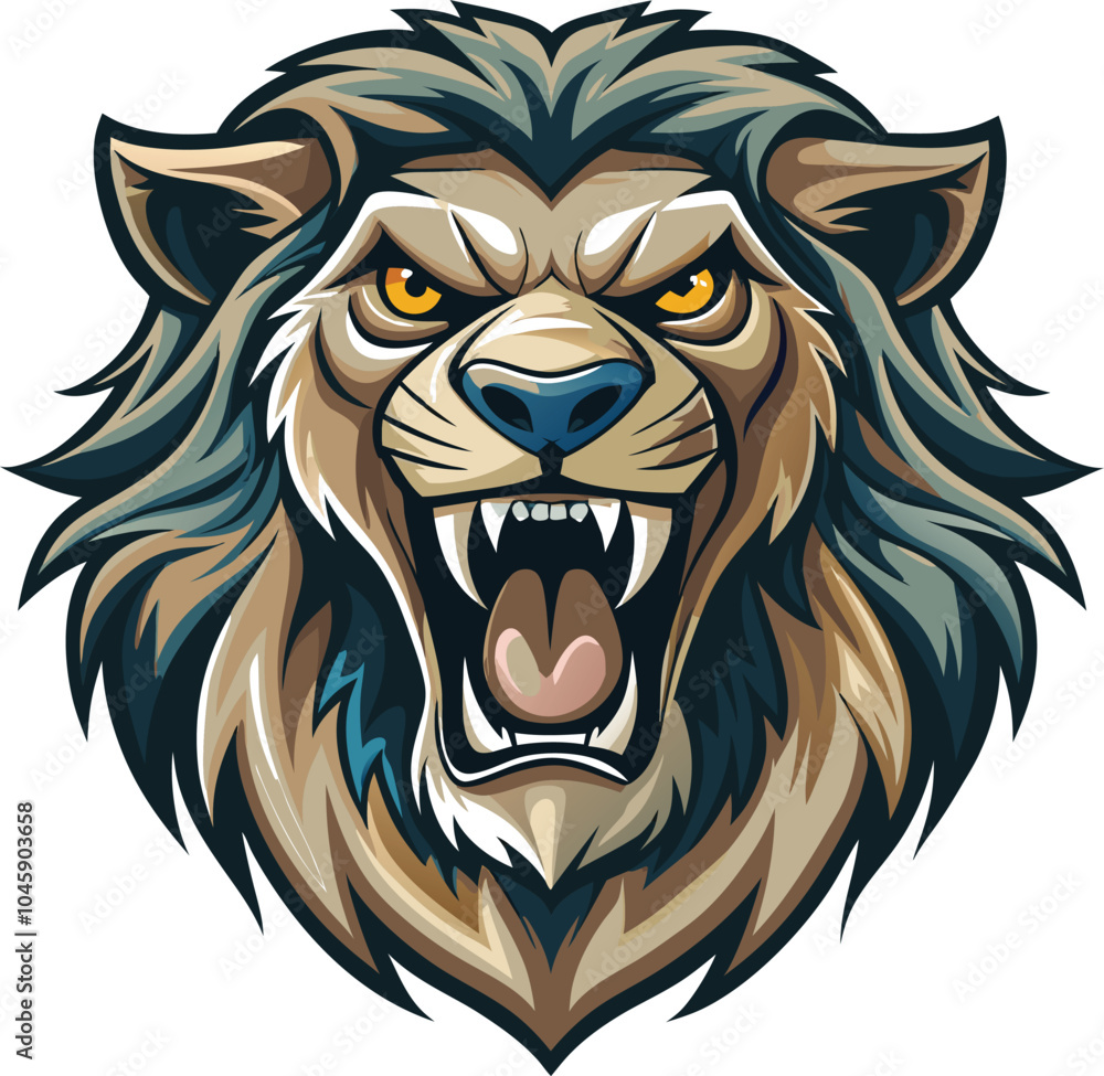 Roaring Lion Head, Fierce, Powerful, Wild, Predator Roaring Lion Head, Fierce, Powerful, Wild, Predator