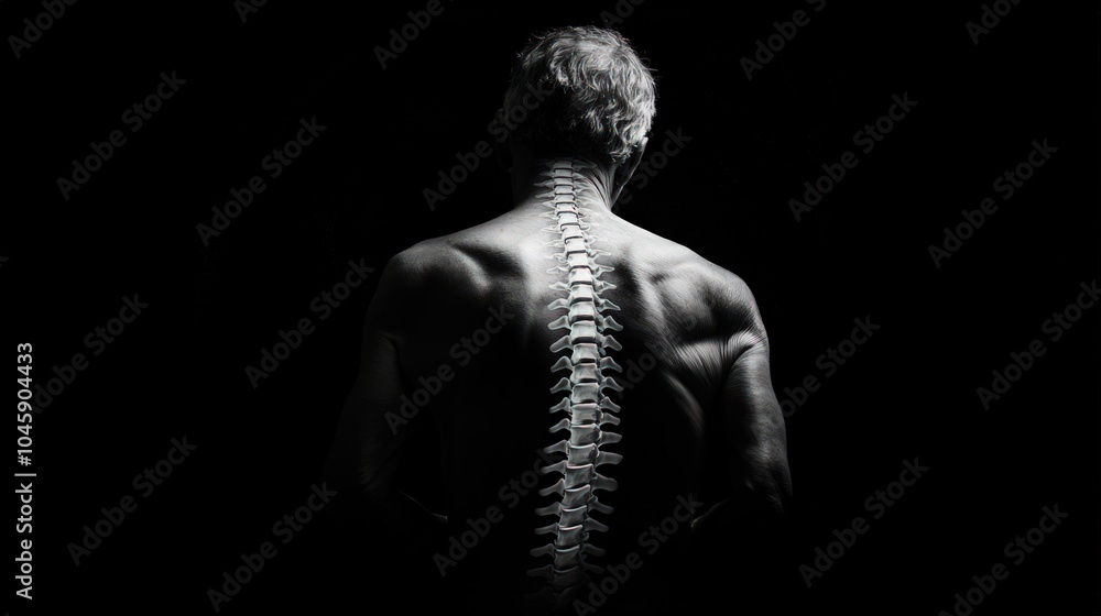 Back pain displayed on a solid black background Back pain displayed on a solid black background