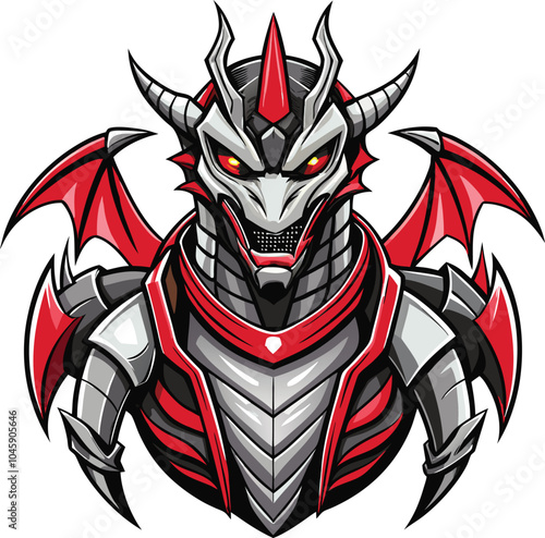 Fierce Red Dragon Knight Armor Fantasy Illustration