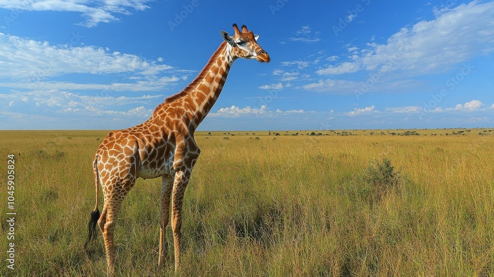 Obraz premium Giraffe in Tanzanian savanna.