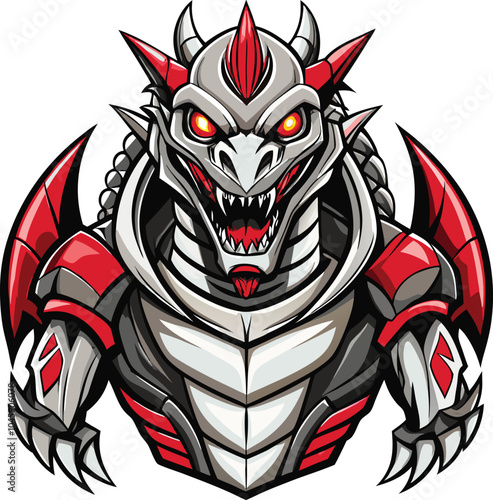 Wallpaper Mural Cybernetic Dragon Warrior with Red Armor Torontodigital.ca