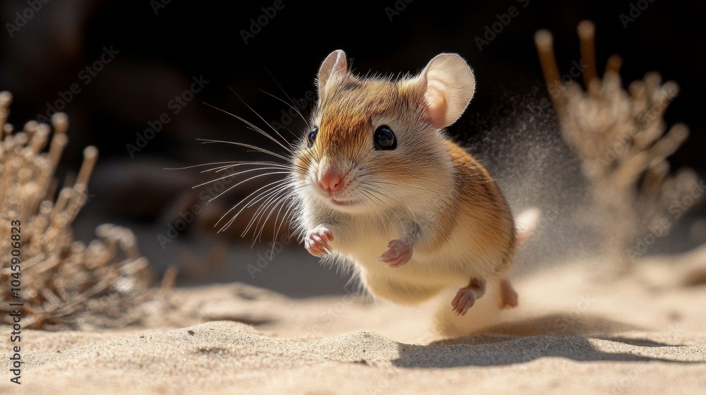 Kangaroo rat jumps in the desert. Kangaroo rat jumps in the desert.