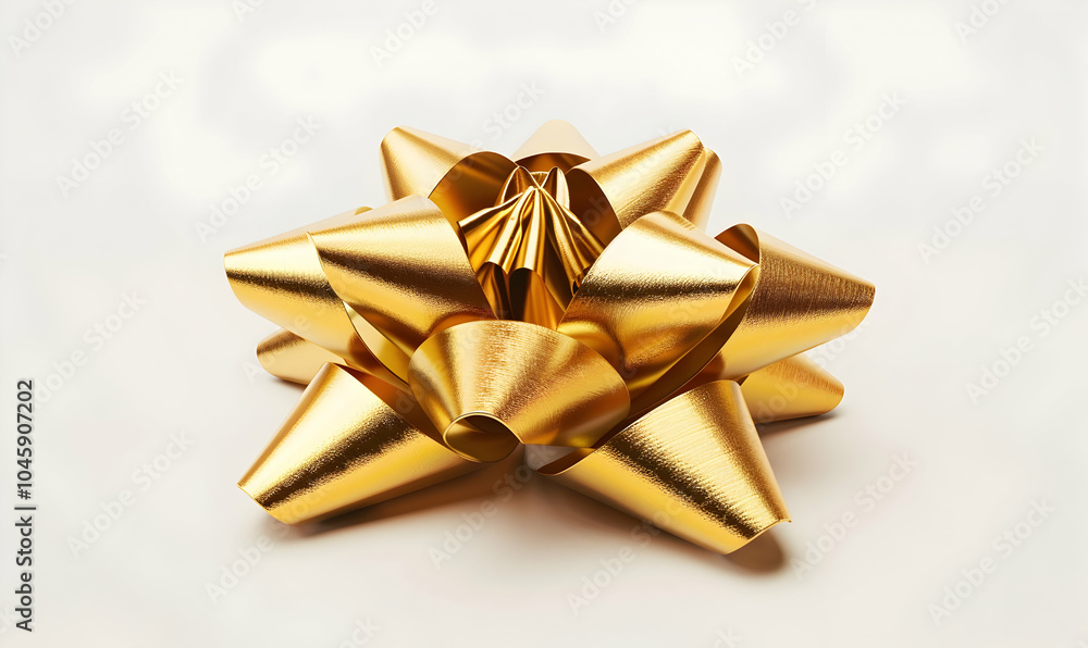 A golden bow isolated on a white background. A golden bow isolated on a white background.
