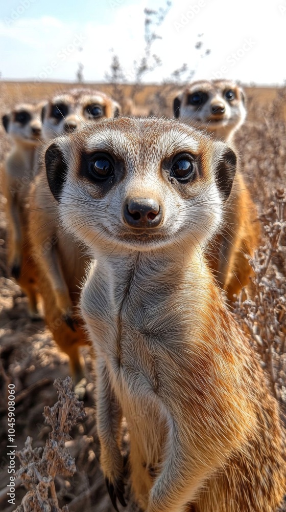 Fototapeta premium Curious meerkats in Botswana.
