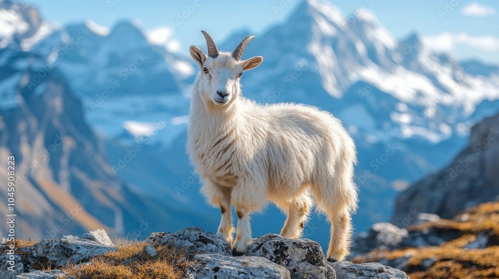 Fototapeta premium Mountain goat in Swiss Alps.