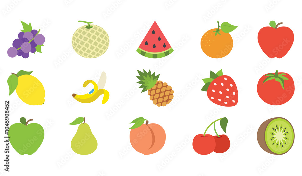 Set of fruits isolated on white background. Set of fruits isolated on white background.