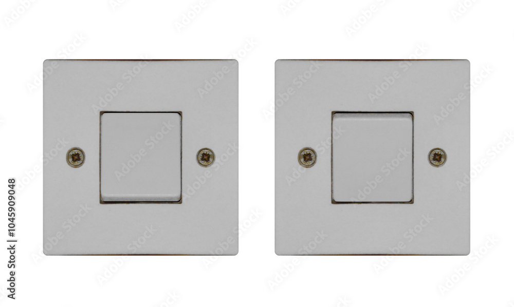 One switch. Bright during the day, light switches and switches. On isolated transparent background. One switch. Bright during the day, light switches and switches. On isolated transparent background.