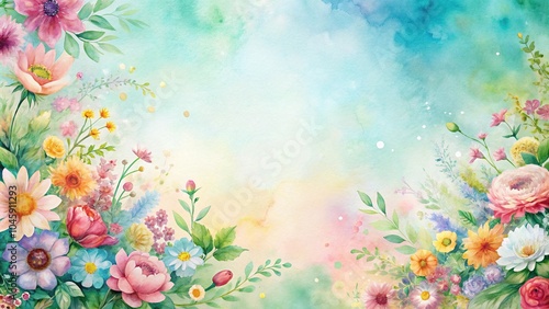 watercolor pastel background with flowers