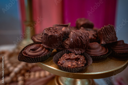 Chocolate desserts on a plate