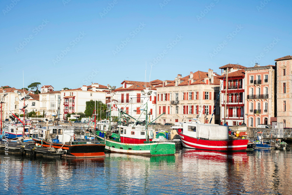 Waterfront view of St Jean de Luc including boats and harbor Waterfront view of St Jean de Luc including boats and harbor