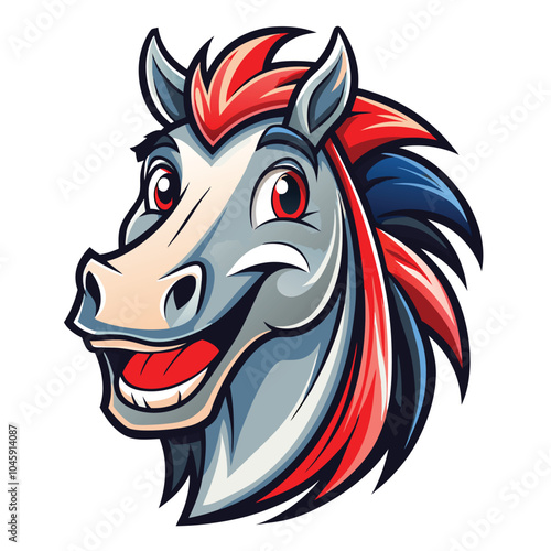 Wallpaper Mural Cartoon Horse Head with Red and Blue Mane Torontodigital.ca