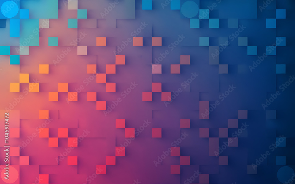 Abstract geometric background with orange and blue squares for modern design projects   