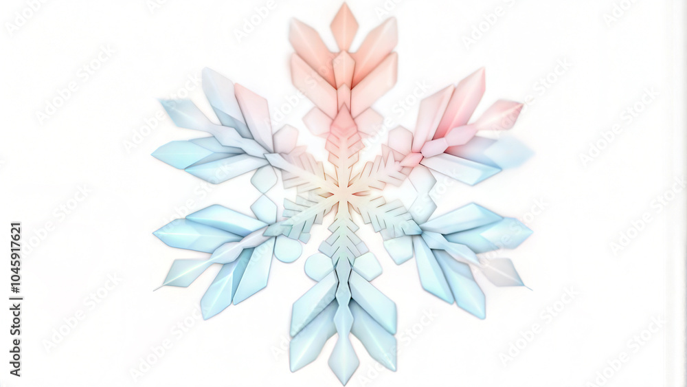 Fototapeta premium Soft pastel snowflake design with floral elements on a bright background