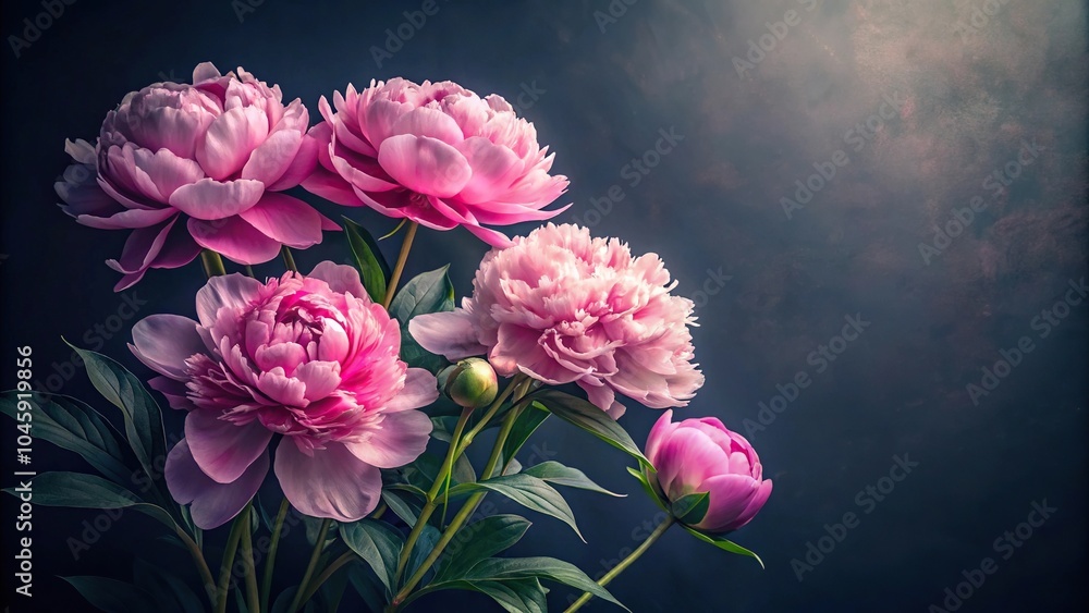 custom made wallpaper toronto digitalWatercolor peonies on dark background