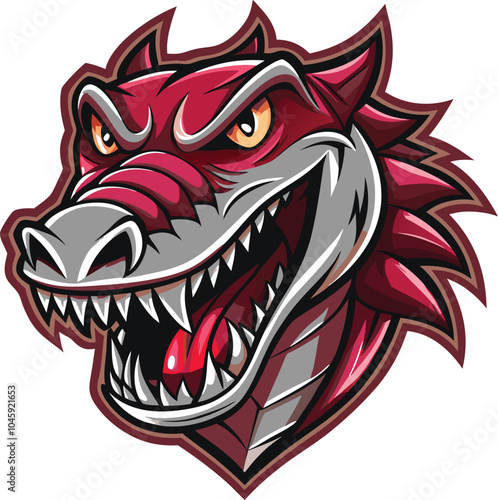 Wallpaper Mural Ferocious Red Dragon Mascot Head Illustration Torontodigital.ca