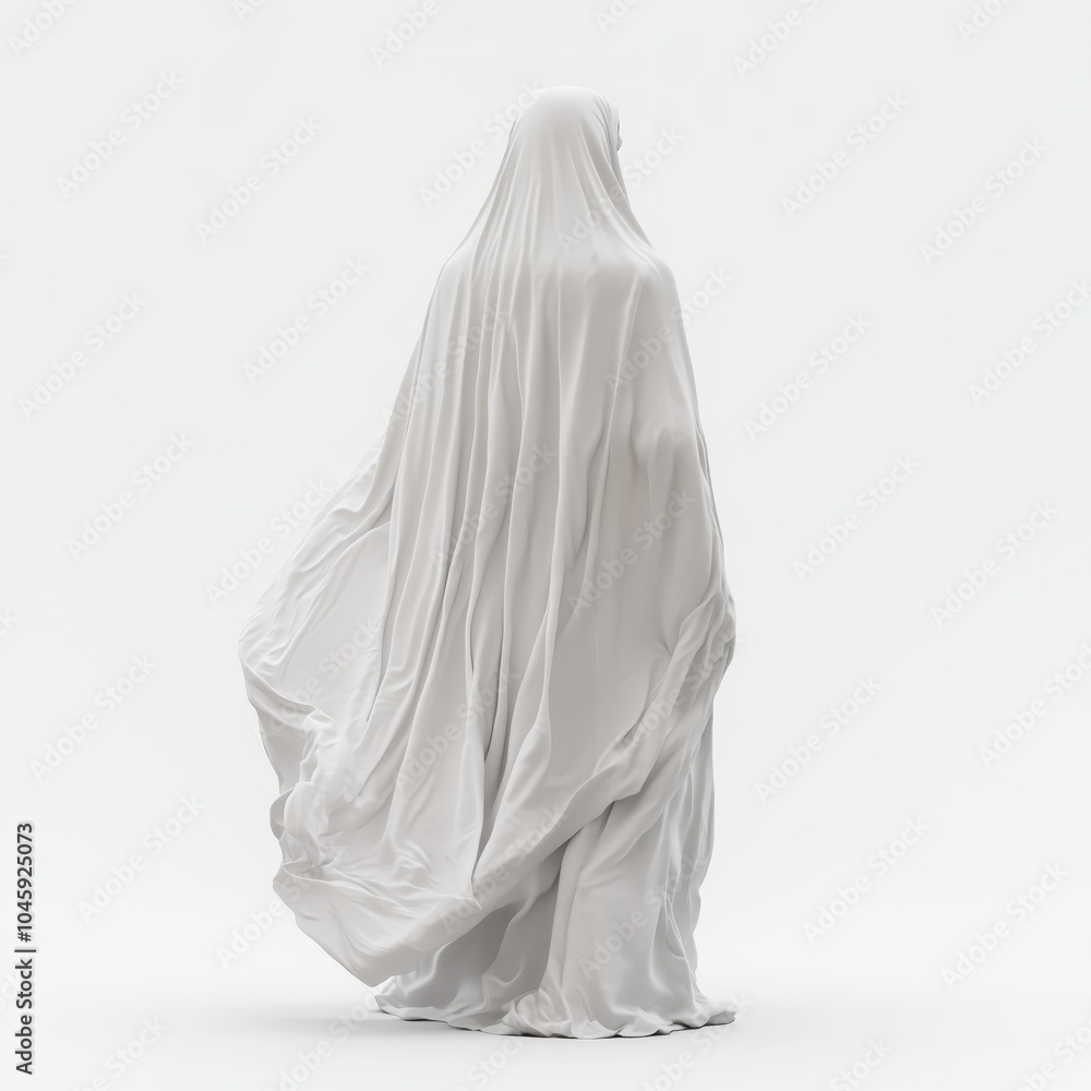 Mysterious Ghostly Form Draped in Flowing Fabric - made with Generative AI Mysterious Ghostly Form Draped in Flowing Fabric - made with Generative AI