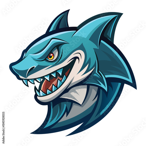 Aggressive Blue Shark Mascot Logo Design