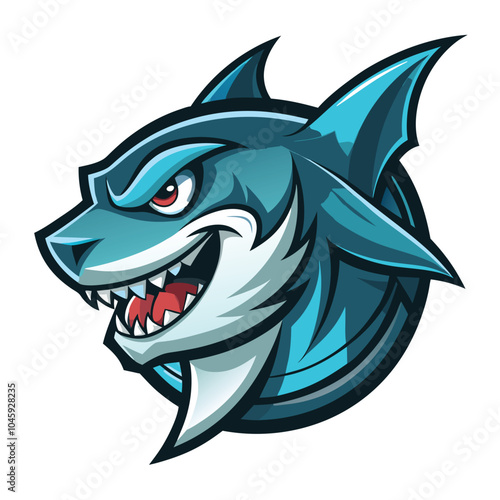 Aggressive Blue Shark Mascot Logo Design