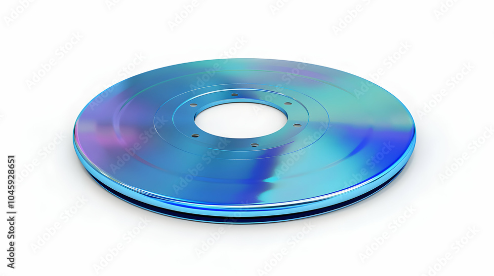 A blue and iridescent disc with a hole in the center. A blue and iridescent disc with a hole in the center.