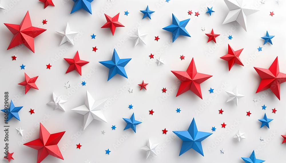 A festive background with red, white, and blue stars. A festive background with red, white, and blue stars.
