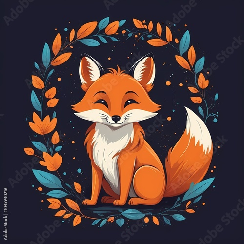 happy fox vector, cheerful fox illustration, playful fox artwork, joyful fox character, animated fox design, cute fox vector, fox cartoon vector, fox in nature vector, fox family illustration, woodlan photo