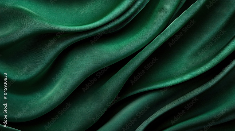A green fabric with a wavy pattern on its upper and lower edges is seen in this close-up photograph A green fabric with a wavy pattern on its upper and lower edges is seen in this close-up photograph