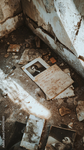 Faded Love Letter on Dusty Windowsill Bathed in Golden Sunlight