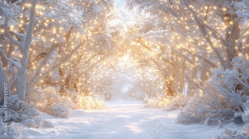 Enchanted Winter Wonderland: A Magical Glade with Sparkling Crystals and Ancient Trees