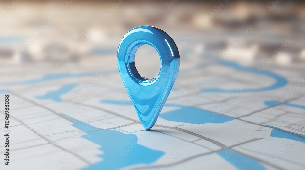 A shiny blue location pin sits on a map, symbolizing navigation and travel. A shiny blue location pin sits on a map, symbolizing navigation and travel.