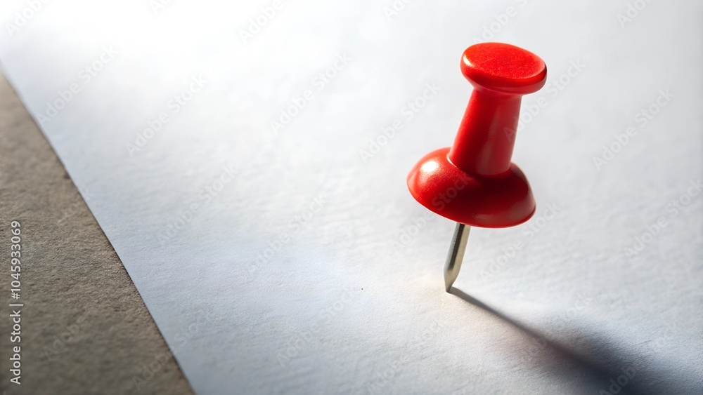 Red Push Pin on White Paper with Shadow Red Push Pin on White Paper with Shadow