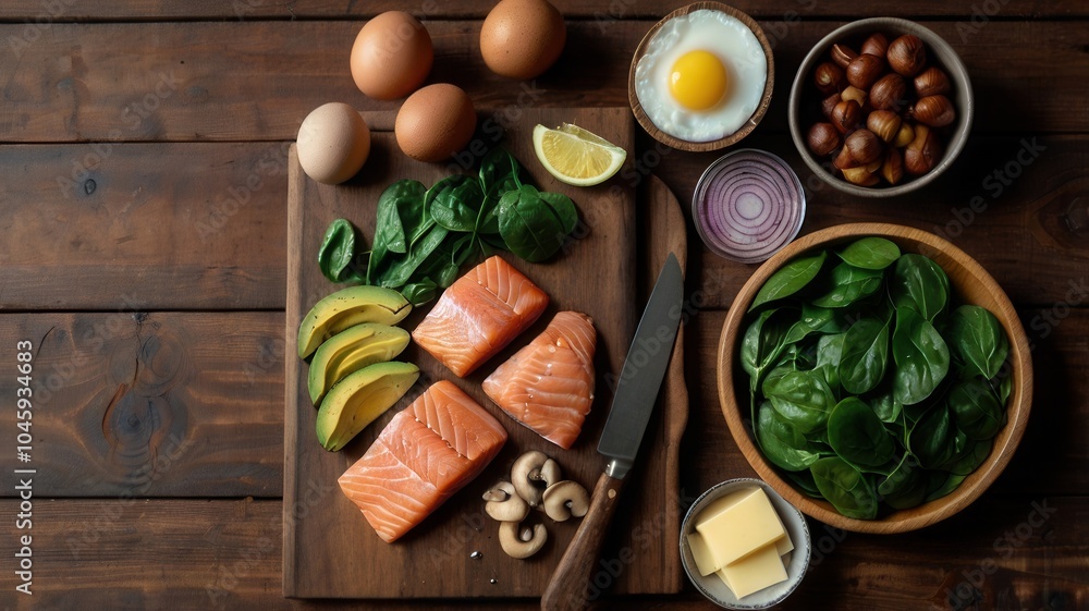 Assortment of fresh and organic foods on a wooden table Assortment of fresh and organic foods on a wooden table