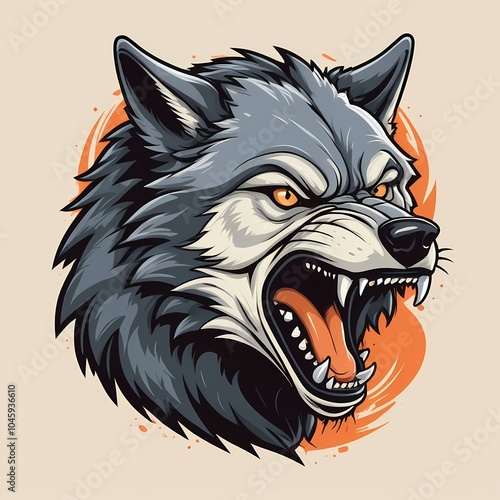 Wallpaper Mural aggressive wolf vector, fierce wolf illustration, snarling wolf art, wolf character vector, wolf head vector, wild wolf drawing, predatory wolf graphics, wolf howling vector, wolf pack illustration, w Torontodigital.ca